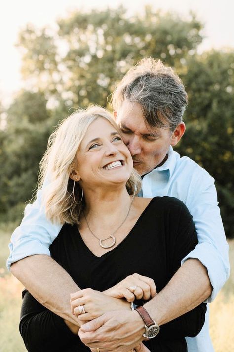 Poses For Middle Age Couples, Engagement Photos Middle Aged, Couple Poses For Older Couples, Older Couple Anniversary Pictures, Old Couple Engagement Photos, Couple Poses Older, Spouse Photo Shoot, Posing Older Couples, Older Couple Wedding Photos