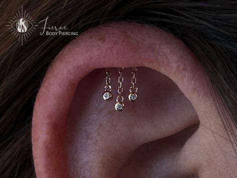 Hanging Cartilage Piercing, Helix Hanging Piercing, Invisible Helix Piercing, Hanging Ear Piercing, Hidden Cartilage Piercing, Floating Cartilage Piercing, Hidden Helix Jewelry, Hanging Helix Piercing, Popular Ear Piercings