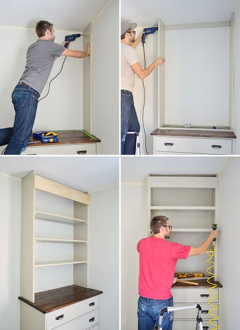 How To Build A Bookshelf | Young House Love Large Diy Bookshelf, Diy Builtin Bookshelf, Bookcase Building Plans, Bookcase Plans How To Build, Full Wall Bookshelf Diy, Woodworking Plans Wall To Wall Bookshelves, Build A Bookshelf, Bookshelf Diy, Diy Built In