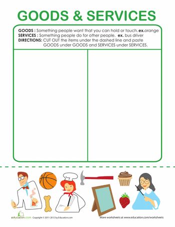 Worksheets: Examples of Goods and Services Goods And Services Worksheet, Teaching Economics, Teaching Government, Third Grade Social Studies, Homeschool Social Studies, Social Studies Resources, Printables For Kids, Social Studies Activities, Teaching Practices