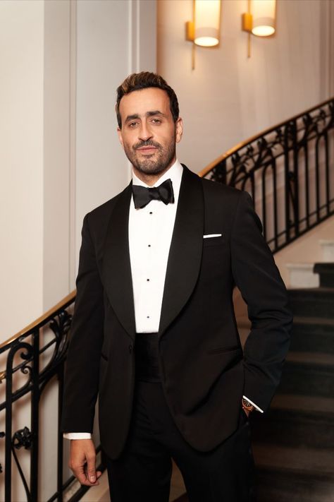 Actor #JonathanCohen, dressed in an #RLPurpleLabel handmade shawl-collar tuxedo and black silk bow tie, stepped out in Paris to receive a GQ Paris Man of the Year award. #RLRedCarpet Mens Formalwear, Suit Prom, Shawl Collar Tuxedo, Wedding Tux, Evening Suit, Black And White Tuxedo, Mens Formal Wear, Silk Bow Ties, Silk Bow