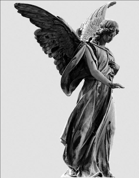 Angel Statues Sculpture, Guardian Angel Tattoo, Left Arm Tattoos, Chicano Tattoos Sleeve, Heaven Tattoos, Cherub Tattoo, Statue Tattoo, Full Sleeve Tattoo Design, Greek Mythology Tattoos