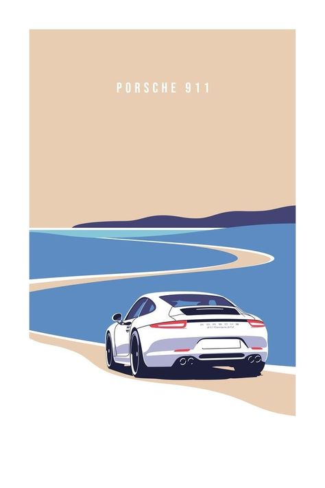 Illustration Birthday, Porsche Poster, Automotive Illustration, Vw Art, F1 Wallpaper Hd, Birthday Wall, Gig Poster, Cool Car Drawings, Automotive Artwork