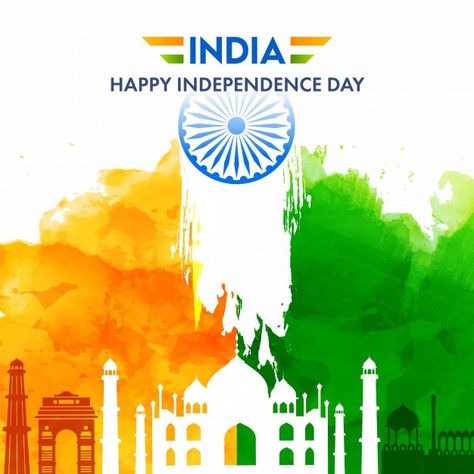 India happy independence day poster  wit... | Premium Vector #Freepik #vector #background #poster #watercolor #abstract Indipendente Day Name Art, Happy Independence Day Background, Vande Mataram, Wall Magazine, Vegetable Delivery, Republic Day Indian, Happy Independence Day Images, Independence Day Poster, Happy Independence Day India