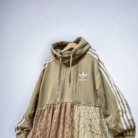 ✨🍀kaya☘✨ on Instagram: "modelly  remake   #fashion  #modelly  #remake #upcycle #adidas  #handmade #1of1  vintage mix 🦋🦋🦋🦋 sold" Vintage Remake Fashion, Deconstructed Fashion, Deconstruction Fashion, Thing 1, Adidas, Fabric, On Instagram, Pins, Quick Saves