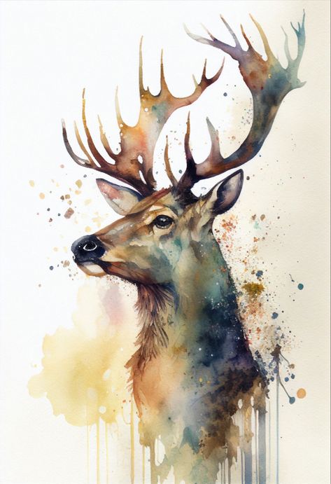 Andrew Simoson | WATERCOLOR | Reindeer Animal Paintings Acrylic, Painted Home Decor, Woodland Animal Art, Watercolour Portrait, Life Artwork, Learn Watercolor Painting, Wildlife Artwork, Learn Watercolor, Deer Art