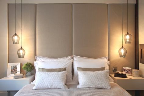 Pendant Lighting Bedroom Bedside, Hanging Pendant Lights Bedroom, Cool Lights For Bedroom, Bedroom Lighting Design, Pendant Lighting Bedroom, Wall Lamps Bedroom, Trendy Bedroom, Bedside Lighting, Bedroom Lamps