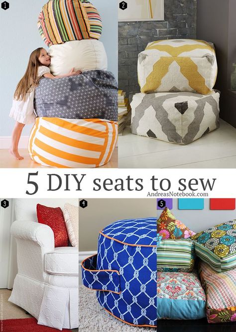 5 great seats to sew for home! Tutorials included. Diy Sy, Diy And Crafts Sewing, Bean Bags, Creation Couture, Leather Dining, Diy Sewing Projects, Floor Cushions, My New Room, Leather Seat