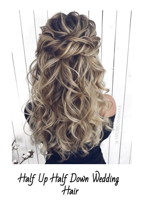 Half Up Half Down Wedding Hair Long Wavy Hair Half Up Half Down, Mother Of Bride Half Updo, Half Up Volume Wedding Hair, Half Uo Wedding Hair, Romantic Half Up Wedding Hair, Debutante Hair, Bridal Hair Half Up Medium, Half Updo Wedding Hair, Sophisticated Updo