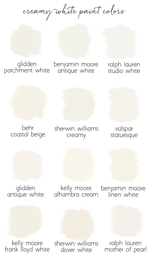 creamy white paint colors Creamy White Paint Colors, Creamy White Paint, Design Seed, Interior Paint Colors Schemes, Dover White, Paint Color Schemes, Exterior Paint Colors For House, Casa Exterior, White Paint Colors