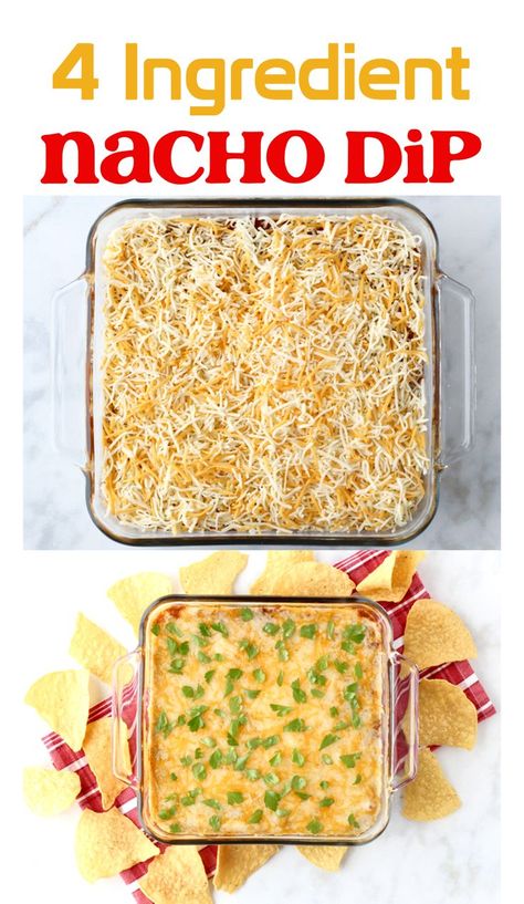 Easy Nacho Dip Recipes, Nacho Dip Recipes Easy, Nacho Appetizers For Party, Game Day Food Vegetarian, Baked Nacho Dip, Nacho Dip With Cream Cheese, Easy Nachos Recipe Simple, Hot Nacho Dip, Nacho Dip Recipes