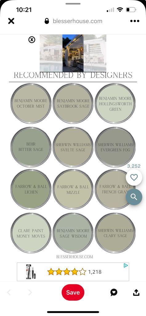 Svelte Sage, French Grey, Clary Sage, Farrow Ball, Sage Green, Paint, 10 Things, Green, Design