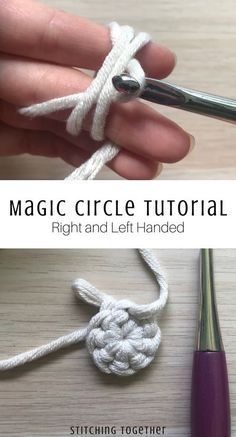 Magic Circle Crochet Tutorial, Circle Crochet Tutorial, Magic Circle Tutorial, Pola Kupluk, Magic Circle Crochet, The Magic Circle, Magic Ring Crochet, Circle Crochet, Crochet Simple