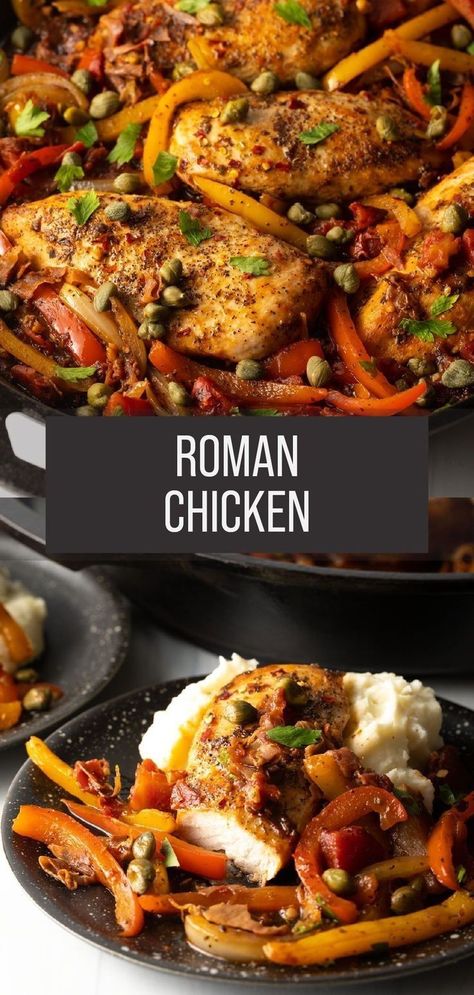 Chicken With Peppers And Onions, Tender Chicken Breast Recipes, Roman Chicken, Chicken Peppers And Onions, Chicken With Peppers, Sweet Pepper Recipes, Bbq Chicken Breast, A Spicy Perspective, Chicken With Olives