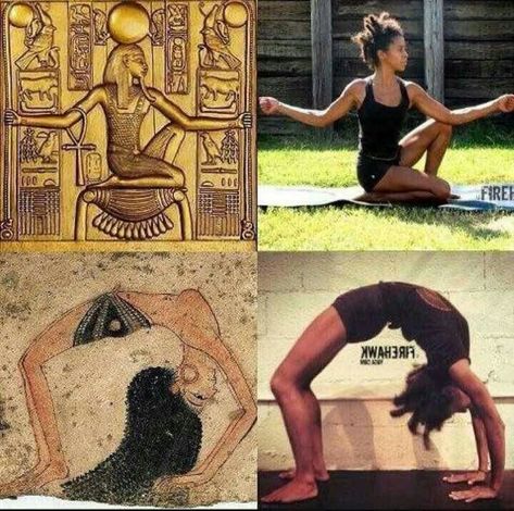 Origins of Yoga It is a little-known fact that Yoga first began in Africa, specifically Kemet (ancient Egypt). Yoga, which means union, is for everybody. I would like to see people of African descent reclaim this ancient holistic practice for themselves and incorporate it into their modern lives. Amun RA Sun Salutation to that. Hata Yoga, Ancient Yoga, Kemetic Yoga, Kemetic Spirituality, The Ankh, Black Fact, Black Consciousness, African Spirituality, Black Knowledge