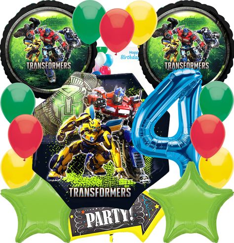 PRICES MAY VARY. BIRTHDAY PARTY DECORATIONS - This bundle set of bulk décor is perfect for birthday parties for boys and girls and can be used at home, school, nursery, the park, or any party venue. Use these balloons as decoration and party favors to send home with guests PACKAGE INCLUSION - This set comes with 7 foil balloons, 9 latex balloons, and 1 birthday card INFLATE WITH HELIUM OR AIR - These balloons can be inflated with a helium inflator (to float) or with air using a balloon air infla Transformers Rise Of The Beast, Character Balloons, Transformers Birthday, Transformer Party, Transformer Birthday, 5th Birthday Party Ideas, Transformers Collection, 1st Birthday Cards, 1 Birthday