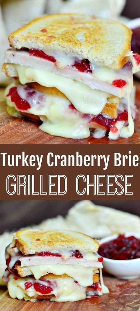 Turkey Cranberry Brie Grilled Cheese is the yummiest way to use up leftover turkey! Unique Thanksgiving Recipes, Brie Grilled Cheese, Melted Brie, Traditional Thanksgiving Recipes, Turkey Cranberry, Grill Sandwich, Cranberry Brie, Friendsgiving Food, Thanksgiving Leftover Recipes