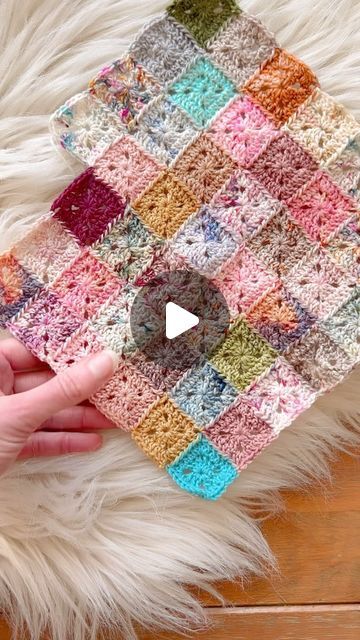 Emma Carter on Instagram: "In case you missed it, the tutorial to make these mini granny squares and join them as you go is now up on my YouTube channel 💕🥰  . . . . . . . . #crochettutorial #howtocrochet #learntocrochet #grannysquare #sockyarnblanket #scrapyarnblanket #miniskeins #crochetgirlgang #crochetlove #igcrochet" Crochet Mini Blanket, Mini Granny Square Projects, Mini Granny Square Pattern Free, Join As You Go Granny Square, Mini Granny Square Pattern, Tiny Granny Squares, Granny Square Join, Mini Granny Squares, Shoe Crochet