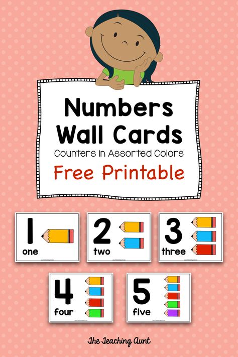 Numbers 1-10 Wall Cards Free Printable- The Teaching Aunt Number Printables Free Preschool 1-10, Alphabet Wall Cards Printable Free, Number Cards 1-10 Printable Free, Number Printables Free Preschool, Preschool Materials, Tot Schooling, Printable Calendar Numbers, Numbers Preschool Printables, Preschool Freebies