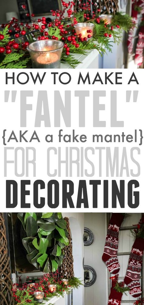 How to decorate for Christmas when you don't have a fireplace or mantel! @wayfaircanada #MerryMantel #ad Christmas Decor Without A Mantle, No Mantel Christmas Decor, Christmas Decor Without Fireplace, Christmas Fireplace Without Mantle, Decorating Fireplace Without Mantel, How To Decorate A Fireplace Without A Mantle For Christmas, Fireplace Without Mantle Christmas, How To Decorate A Fireplace Mantel For Christmas, No Mantle Fireplace Decor Christmas