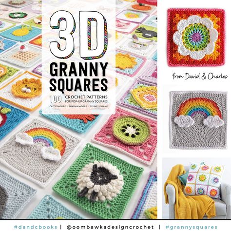 Fun 3D Granny Squares for Creative Crochet Projects Granny Square 3d Free Pattern, Fun Granny Square Pattern, Fun Granny Squares Crochet, Fun Granny Squares Free Pattern, 3d Granny Square Pattern, Frog Granny Square, Cute Granny Squares, 3d Granny Squares, Granny Square Bag Pattern