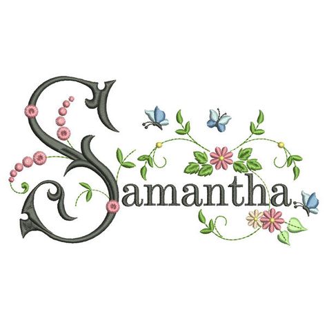 Samantha Name, Family Name Art, Ribbon Font, Celtic Fonts, Stitch Delight, Royal Frame, J Names, Doily Wedding, Cross Stitch Fruit