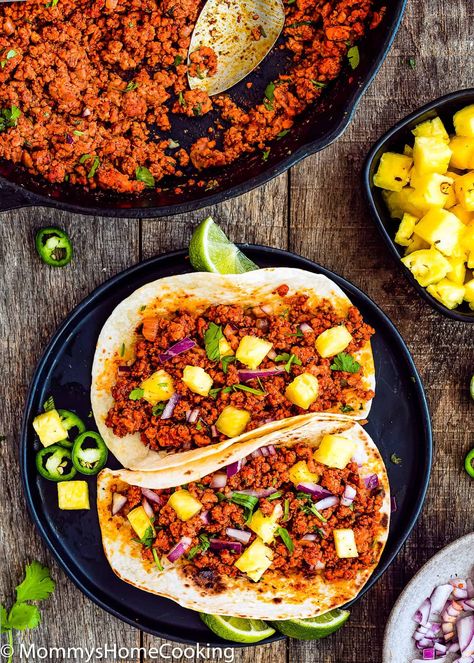 Al Pastor Recipe, Ground Pork Tacos, Tacos Al Pastor Recipe, Easy Tacos, Authentic Tacos, Al Pastor Tacos, Chile Relleno Recipe, Pastor Tacos, Caramelized Pineapple