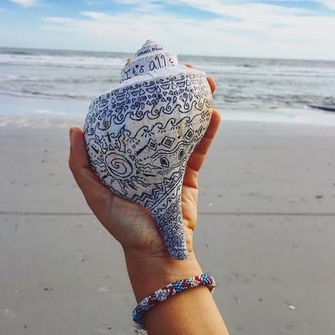 Conch Shell Crafts Diy, Conch Shells Decoration Ideas, Painting Conch Shells Ideas, Conch Shell Crafts, Painting Conch Shells, Painted Whelk Shells, Painted Conch Shells Ideas, Conch Shell Painting Ideas, Conch Shell Painting