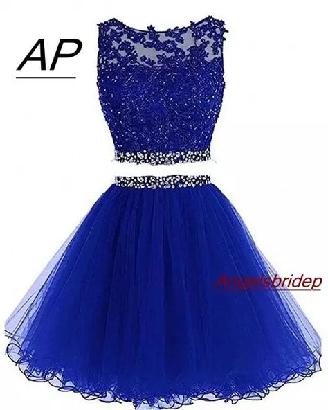 Blue Two Piece Prom Dress, Two Piece Prom Dress, Two Piece Prom, Homecoming Dress Short, 2 Piece Prom Dress, Dress Royal Blue, Blue Two Piece, Dress Royal, Two Piece Homecoming Dress