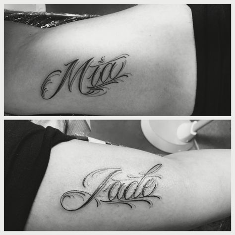 Mia & Jade!  Tatted Jade Tattoo Ideas, Jade Name, Jade Tattoo, Name Tattoos, Fun Ideas, Tattoo Quotes, Tatting, Tattoo Ideas, Jade