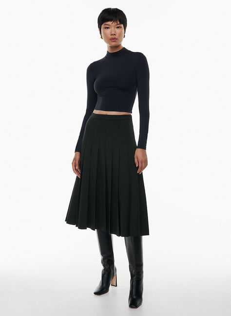 DIDI PLEATED SKIRT - Stretch suiting pleated midi skirt Pleated Outfit, Aritzia Skirt, Skirt With Pleats, Mini Pleated Skirt, Micro Skirt, Latest Skirts, All Black Looks, Skirts Midi High Waisted, Cargo Skirt