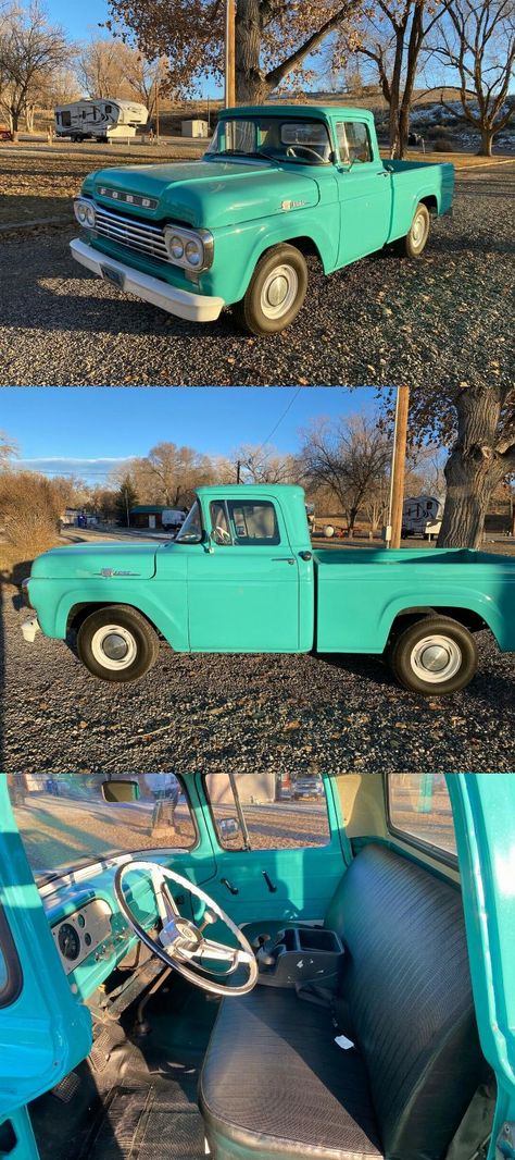 very nice 1959 Ford F 100 F100 StyleSide pickup vintage 1959 Ford F100, Vintage Trucks For Sale, F100 For Sale, Pickups For Sale, Dome Light, Inside Door, Ford F100, Door Panels, Dome Lighting