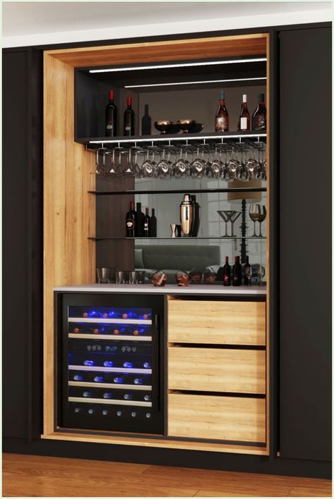 [AffiliateLink] 90 Incredible Modern Bar Cabinets For Home Guides You Never Thought Of Today #modernbarcabinetsforhome Modern Bar Cabinets For Home, Coffee Bar Built In, Bar Cabinets For Home, Modern Bar Cabinets, Wine Cabinet Design, Mini Bar At Home, Home Wine Bar, Modern Bar Cabinet, Home Bar Ideas