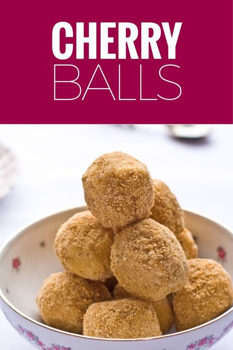 My grandmother made this cherry balls recipe every Christmas. The cherries are combined with coconut and graham crumb. These easy treats can be frozen. ~ http://www.baconismagic.ca Cherry Balls, Christmas Desserts Cakes, Cherry Coconut, Xmas Treats, Holiday Goodies, Cherry Recipes, Easy No Bake Desserts, Dessert Dips, Easy Treats