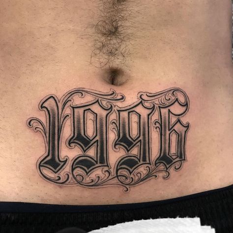 @drewtherulerr on Instagram: ““1996” very tough spot to tattoo but got it done! For Appointments text 909-319-5118 ☎️💯 #oldenglish #letteringmalandro” 1996 Tattoo, Tattoo Word Fonts, Number Tattoo Fonts, Faith Tattoo On Wrist, Dragon Tattoo Back Piece, 16 Tattoo, Tattoo Lettering Styles, Graffiti Tattoo, Egyptian Tattoo