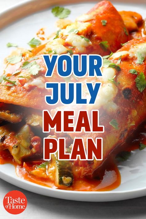 July Meal Calendar, July Menu Plan, Dinner Menus For The Week, July Meal Plan, College Meal Planning, Seasonal Dinner Recipes, Dinner Menu Planning, College Recipes, Creamy Mashed Cauliflower