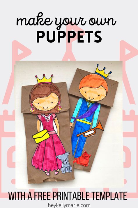 Easy Puppets, Preschool Crafts Summer, Puppet Crafts For Kids, Puppets For Kids To Make, Camping Crafts Preschool, Theatre Crafts, Princess Activities, Paper Bag Princess, Fairy Tale Crafts