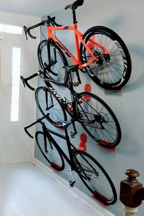 Bike Storage Inside, Indoor Bike Rack, Outdoor Bike Storage, Bicycle Room, Garage Paint, Bike Rack Garage, Wall Mount Bike Rack, Bike Storage Garage, Bike Shelf