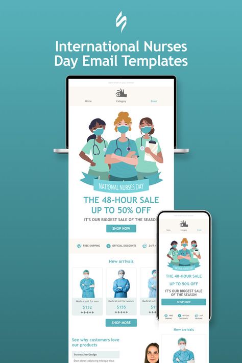 International Nurses Day Email Template "Medical suit" for Health and Wellness industry. Create eye-catching templates that leave a lasting impact.🌠🌟 Follow us on Pinterest for design and marketing hacks! 📈💌 #nursesday #stripoemail #emaildesigninspiration #emailnewsletter #emailtemplate #emaildesign #emailmarketing #emailcampaigndesign International Nurses Day, Marketing Hacks, Holiday Emails, Email Template Design, Email Newsletter Design, Holiday Campaign, Wellness Industry, Email Design Inspiration, Nurses Day