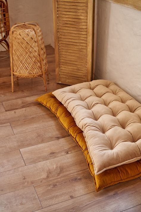 Velvet Floor Cushions. Cushion filled with soft and airy filler, I have standard size options, and I am also happy to make custom sizes, just write to me ) Diy Floor Cushion, House Isometric, Japanese Bath House, Scandinavian Pillows, Japanese Bath, Cushion Floor, Sofa Velvet, Floor Sofa, Vintage Floor