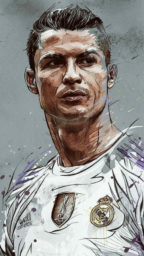 Ronaldo Cartoon, Sketchbook Ideas Inspiration, Iphone Cartoon, Space Iphone Wallpaper, Cartoons Hd, Ronaldo Pictures, Celebrity Artwork, Watercolor Art Face, Ronaldo Real