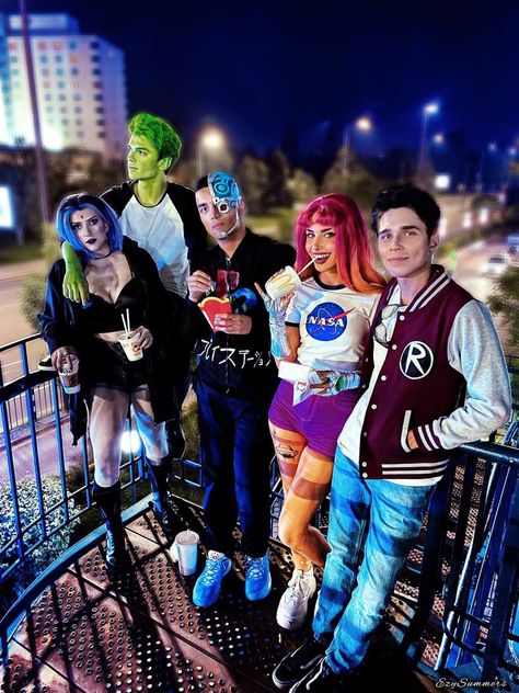 Teen Titans Go Costume, Beast Boy Costume, Jenna Core, Best Costume Ideas, Teen Titans Cosplay, Group Cosplay, Cute Group Halloween Costumes, Matching Halloween Costumes, Best Costume