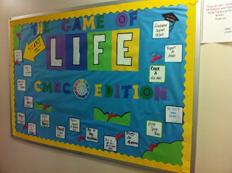 Life bulletin board Game Of Life Bulletin Board, Life Board Game, Bulletin Boards Theme, Ra Boards, Ra Bulletins, Ra Bulletin Boards, Leader In Me, Ra Ideas, Game Themes