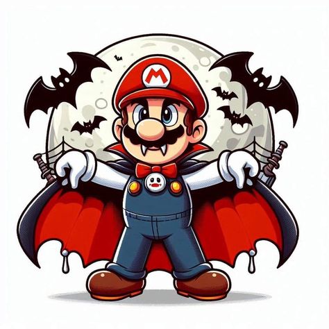 Disney Halloween Clipart, Disney Halloween Characters, Halloween Cartoons Drawing, Cartoon Horror Characters, Halloween Characters Drawings, Mario Bros Halloween, Super Mario Halloween, Ghoul Drawing, Mario Halloween