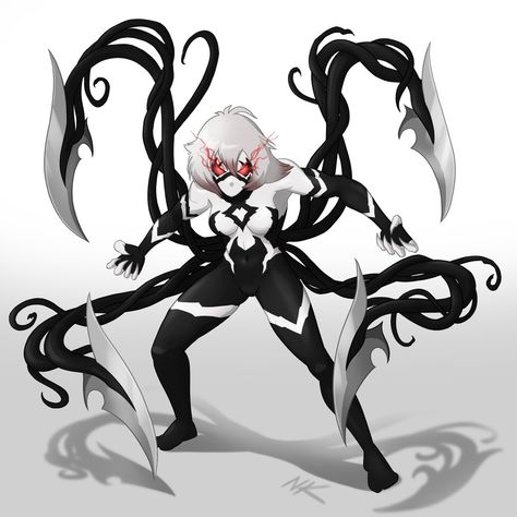 Jet Venom Symbiote by TheGraffitiSoul Female Symbiote Art, Spidersona Symbiote, Female Symbiote, Venom Symbiote, Symbiotes Marvel, Venom Art, Spider Art, Spiderman Artwork, Monster Concept Art