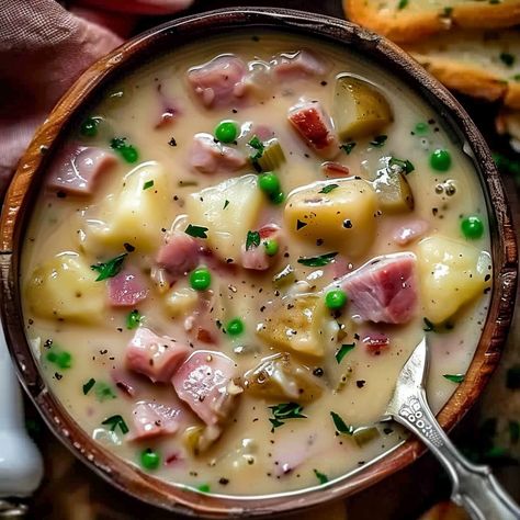 Creamy Ham and Potato Soup - Simply Recipes - Fewer Worries, More Delight Ham Sausage Potato Soup, Ham Based Soups, Small Town Woman Recipes, Creamy Ham Soup, Potato Soup Ham, Creamy Ham And Potato Soup, Soup Ham, Soup Comfort, Ham Soup Recipes