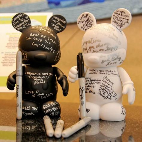 4 Easy Ways to Add Disney Details to Your Wedding - This Fairy Tale Life Black And White Disney Decor, Disney Wedding Guest Book, Disney Wedding Ideas Subtle, Disney Wedding Ideas Decorations, Disney Theme Wedding, Disney Wedding Ideas, Disney Wedding Centerpieces, Disney Themed Wedding, Wedding Disney