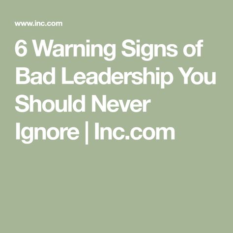 6 Warning Signs of Bad Leadership You Should Never Ignore | Inc.com Employee Retention Strategies, Bad Leadership, Take Your Vitamins, Leadership Traits, Employee Turnover, B12 Deficiency, Vitamin B12 Deficiency, Career Aspirations, Employee Retention