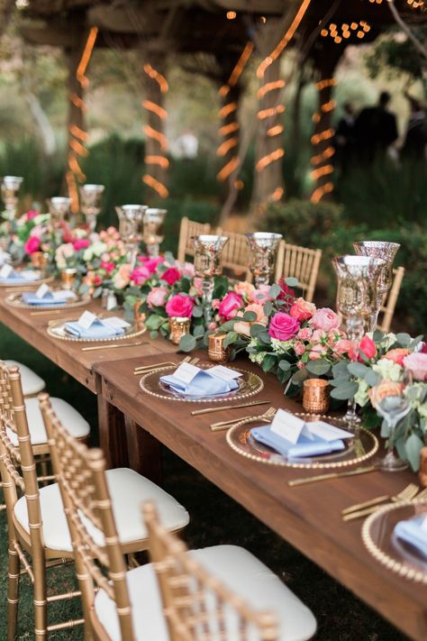 Cheap Wedding Reception, Garden Chic Wedding, Long Table Wedding, Romantic Wedding Receptions, Wedding Backyard Reception, Garden Chic, Garden Reception, Palm Springs California, Garden Party Wedding