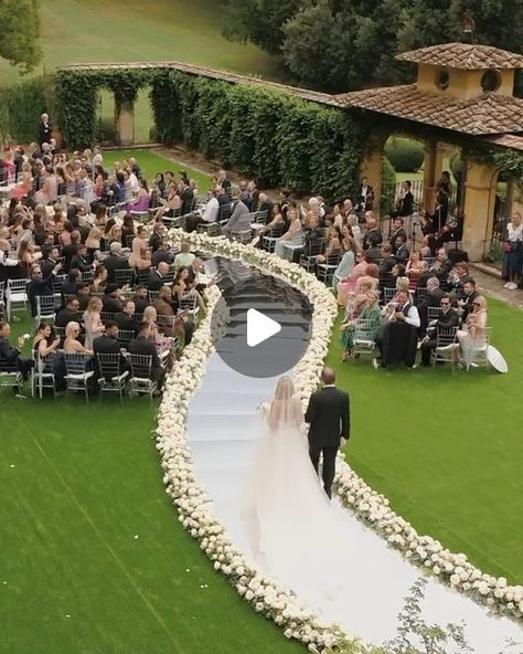 Now that’s a weekend worthy walk down the aisle! A mirrored aisle lined in an abundance of all-white blooms is exactly the entrance we ... | Instagram Garden Wedding Aisle Walkways, Reflective Aisle Runner Wedding, Mirror Isle For Wedding, Mirror Aisle Runner Weddings, Asile Wedding Ideas Outdoor, Aisle Runner Wedding Outdoor, Mirror Wedding Aisle, Mirrored Wedding Aisle, Outdoor Wedding Aisle Ideas